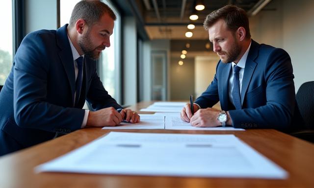 Professional legal consultation in a modern industrial corporate setting